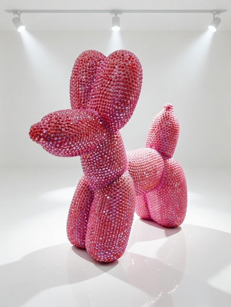 Rhinestone Balloon Dog, Pink